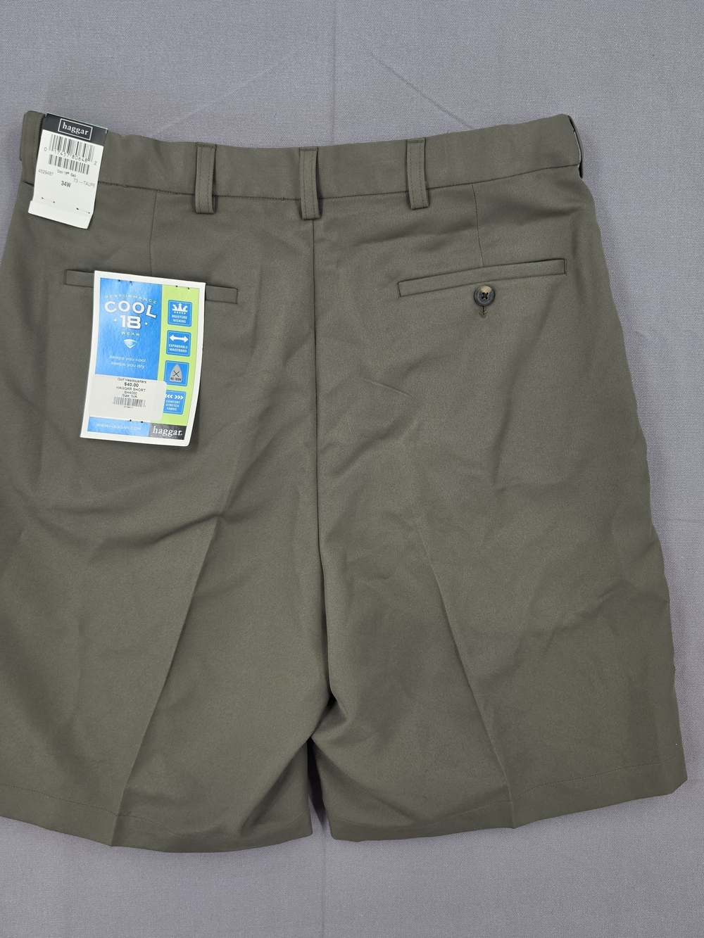 Haggar Men's Olive Flat-Front Performance Shorts